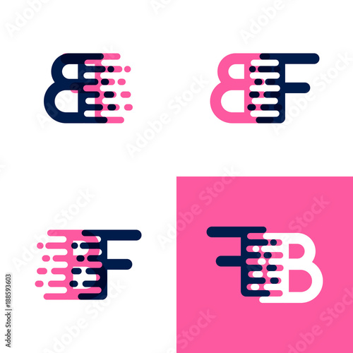 FB letters logo with accent speed in pink and drak purple