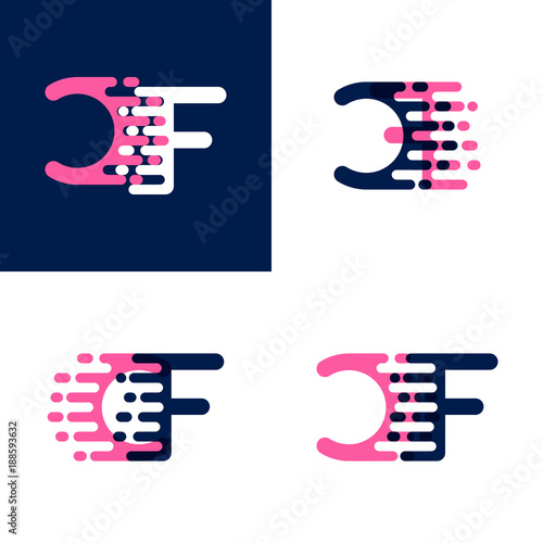 FC letters logo with accent speed in pink and drak purple