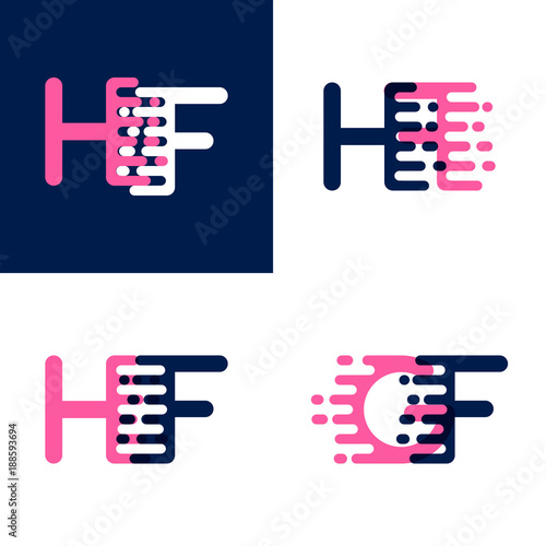 FH letters logo with accent speed in pink and drak purple