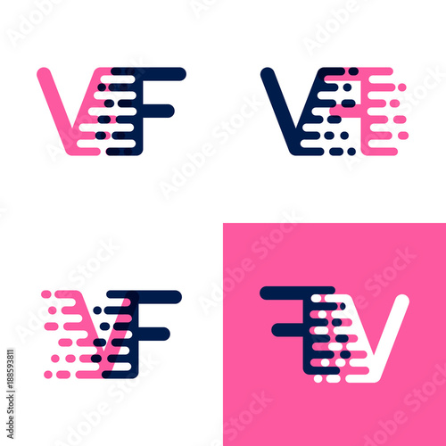 FV letters logo with accent speed in pink and drak purple