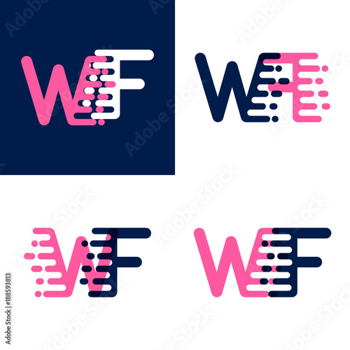 FW letters logo with accent speed in pink and drak purple
