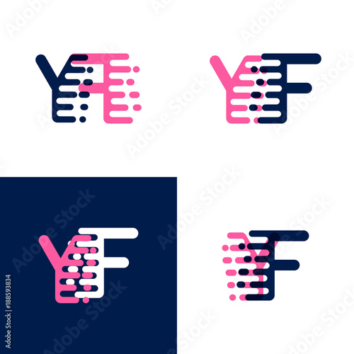 FY letters logo with accent speed in pink and drak purple