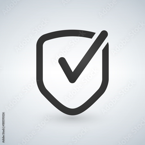 Shield with checkmark symbol. Vector icon