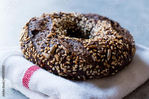 Healthy Organic Whole Grain Bagels with Chia Seeds and Sesame