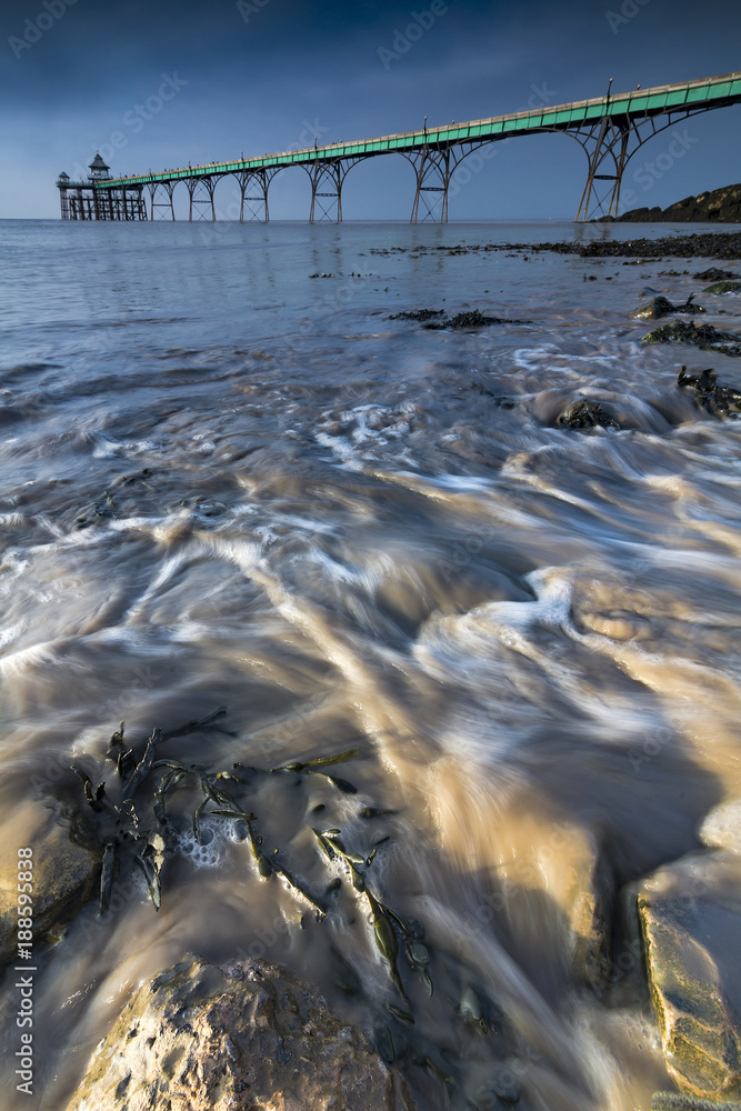 Incoming tide at Clevedon on Somerset coast
