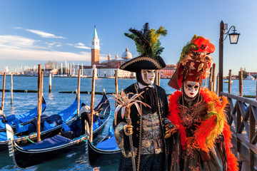 Wandcirkels Venetië Kleurrijke carnavalsmaskers in Venetië  © Tomas Marek