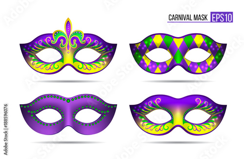 Set of Mardi gras masks