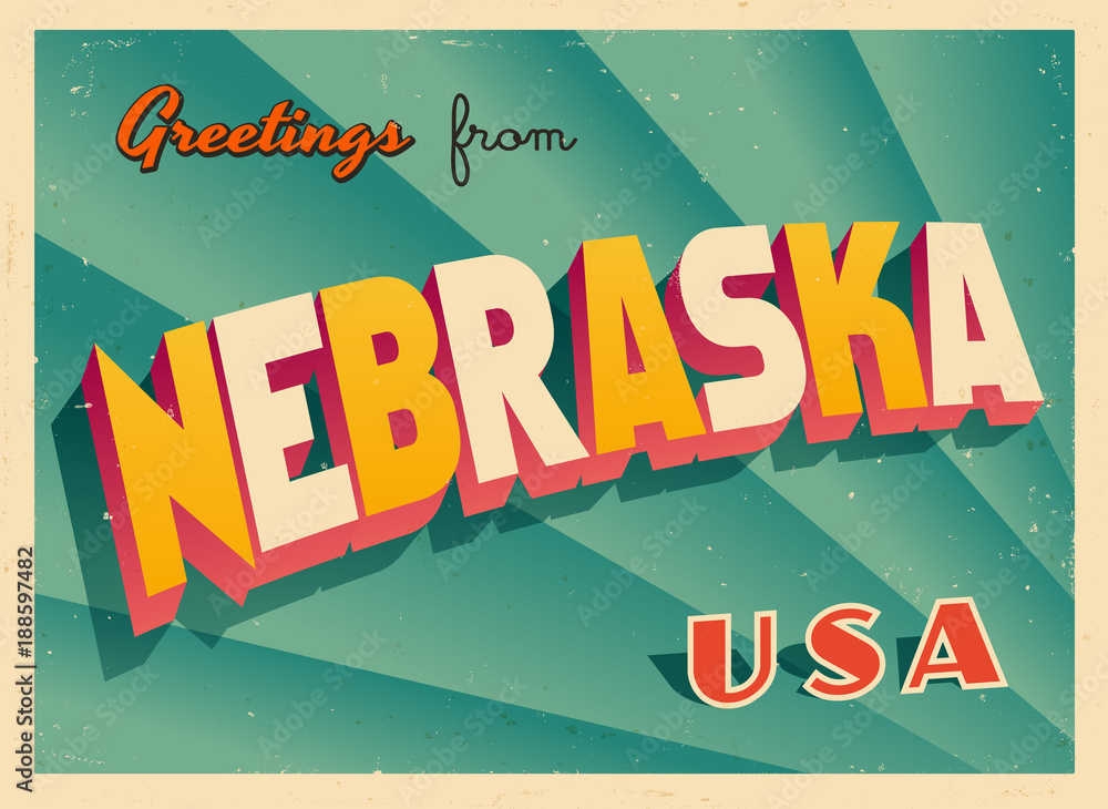 Photography Poster Vintage Touristic Greetings from Nebraska, USA