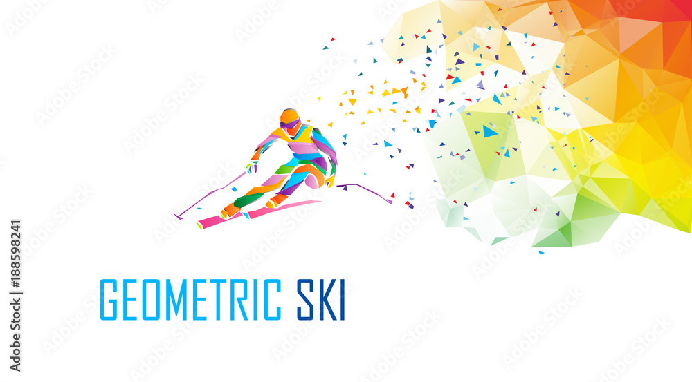 Fototapeta premium Giant Slalom Ski Racer silhouette. Color illustration