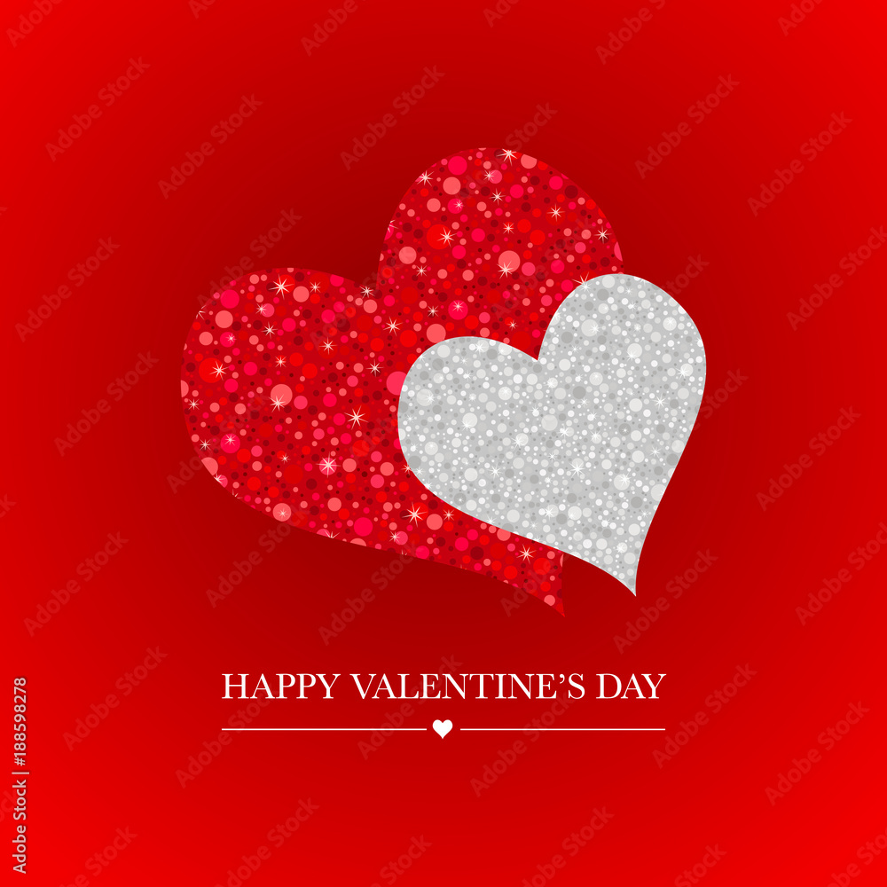 Valentines day card with glitter heart shape Valentines day card with glitter heart shape