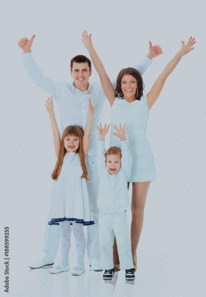 Happy family smiling. Isolated over a white background. Happy family smiling. Isolated over a white background.