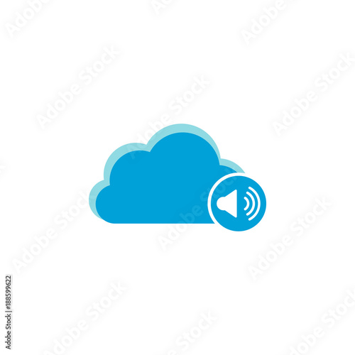 Cloud computing icon, sound icon