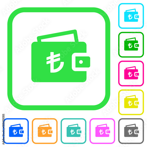 Turkish Lira wallet vivid colored flat icons