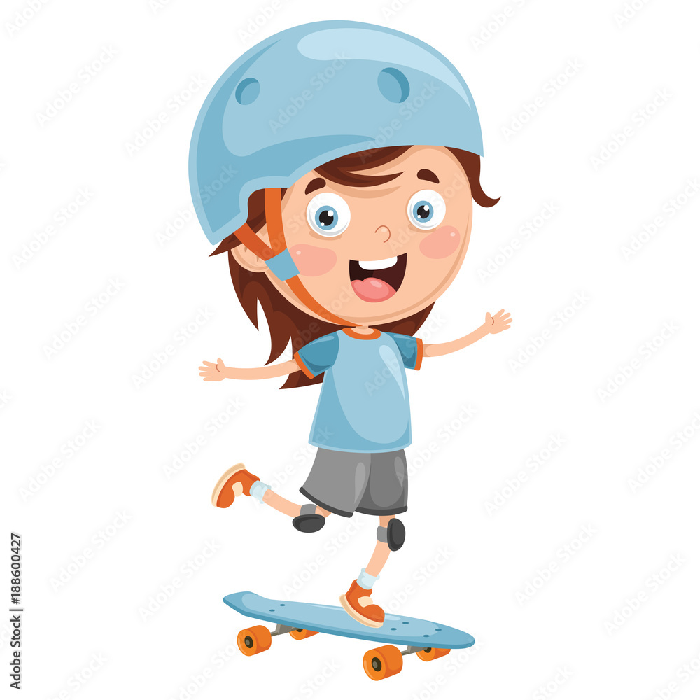 Vector Illustration Of Kid Skateboarding Vector Illustration Of Kid Skateboarding