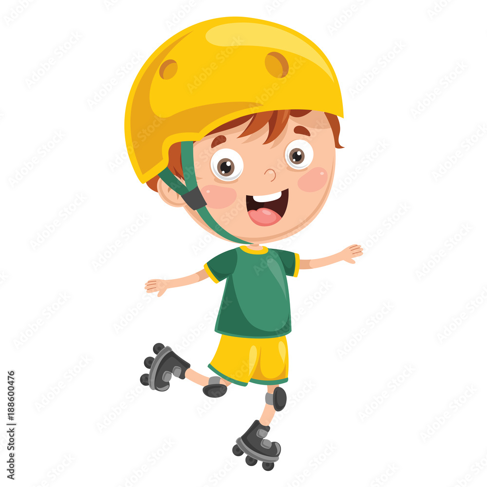 Vector Illustration Of Kid Roller Skating Vector Illustration Of Kid Roller Skating