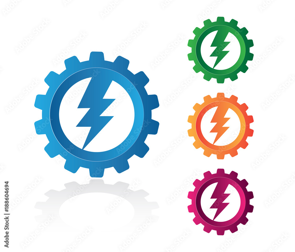 vector logo design of gear with electrical power symbol inside vector logo design of gear with electrical power symbol inside