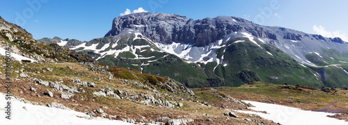 Mountain landscape in summer with high peaks. © explorich