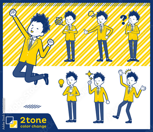 2tone type school boy Brown Blazer_set 01／同タッチは下の青字toyotoyoポートフォリオページ内で「2色」と入力。さらにキーワードを付け足し検索できます。