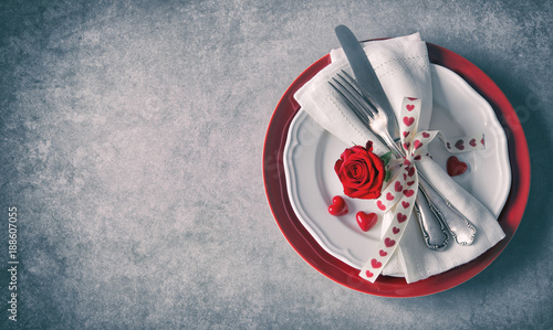 Valentines day table place setting.