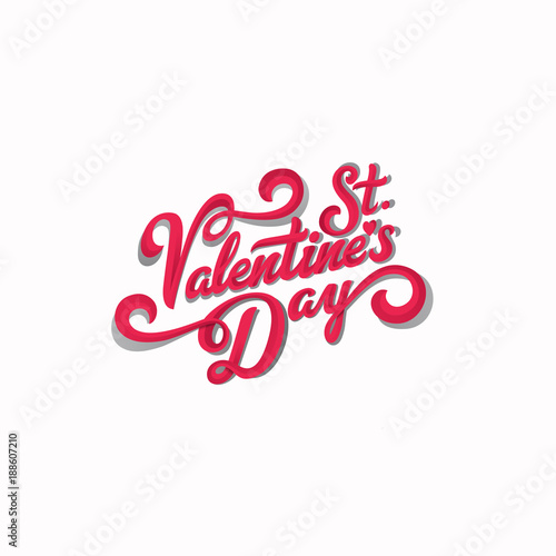Valentine Day text vector Vintage Calligraphic Lettering design © Sentavio