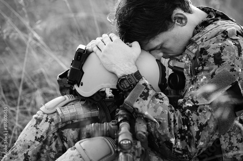 Canvas Print US Soldier With PTSD