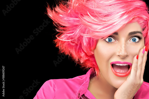 Surprised woman with trendy...