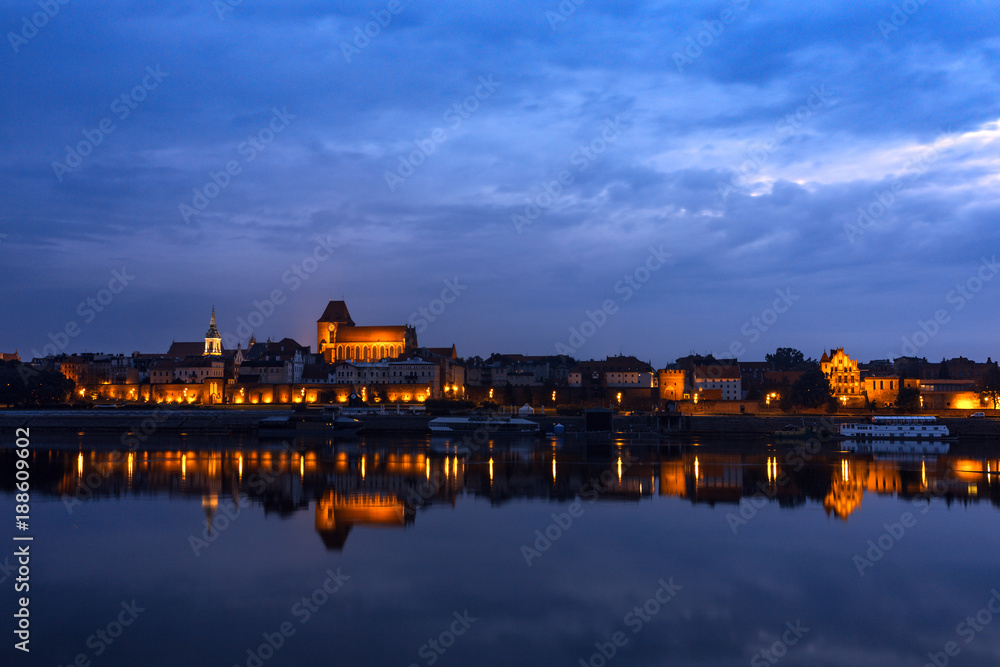 view of the old Polish town of Torun at dawn