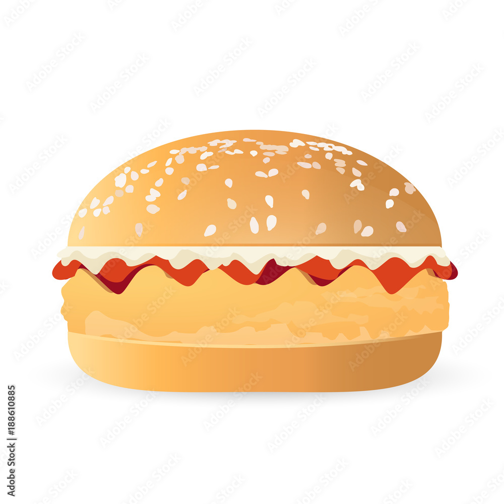 bacon and cheese chicken burger illustration bacon and cheese chicken burger illustration