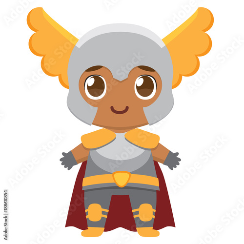 Vector cute kawaii kid superhero colorful isolated