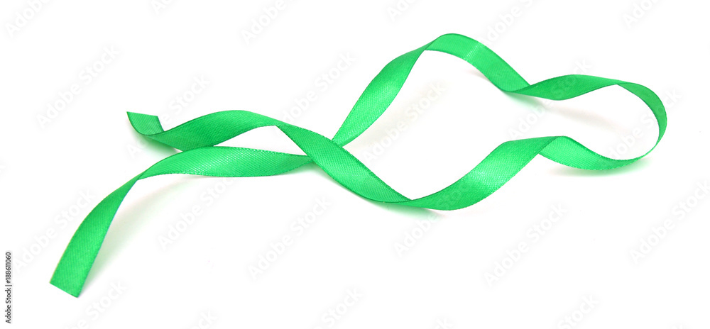 Green ribbon over white background, design element Green ribbon over white background, design element