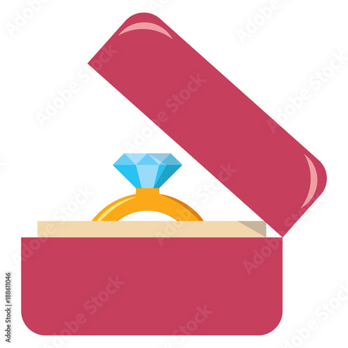 Vector cute kawaii engagement ring box colorful isolated