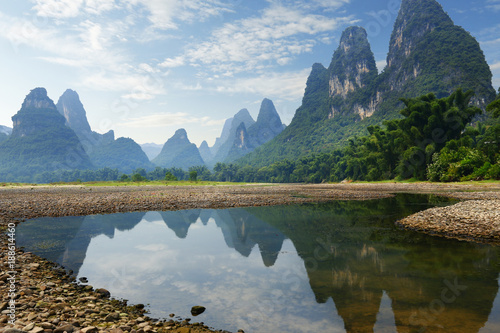 view of yulong river ,near xingping ,china photo