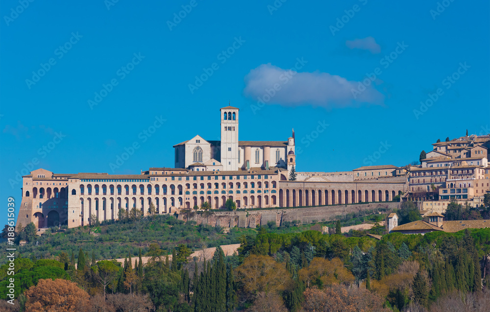 Assisi, Umbria (Italy) - The awesome medieval stone town in Umbria region, with castle and the famous Saint Francis sanctuary.  