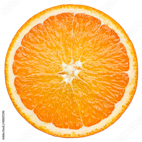 Fotografiet orange slice, clipping path, isolated on white background full depth of field
