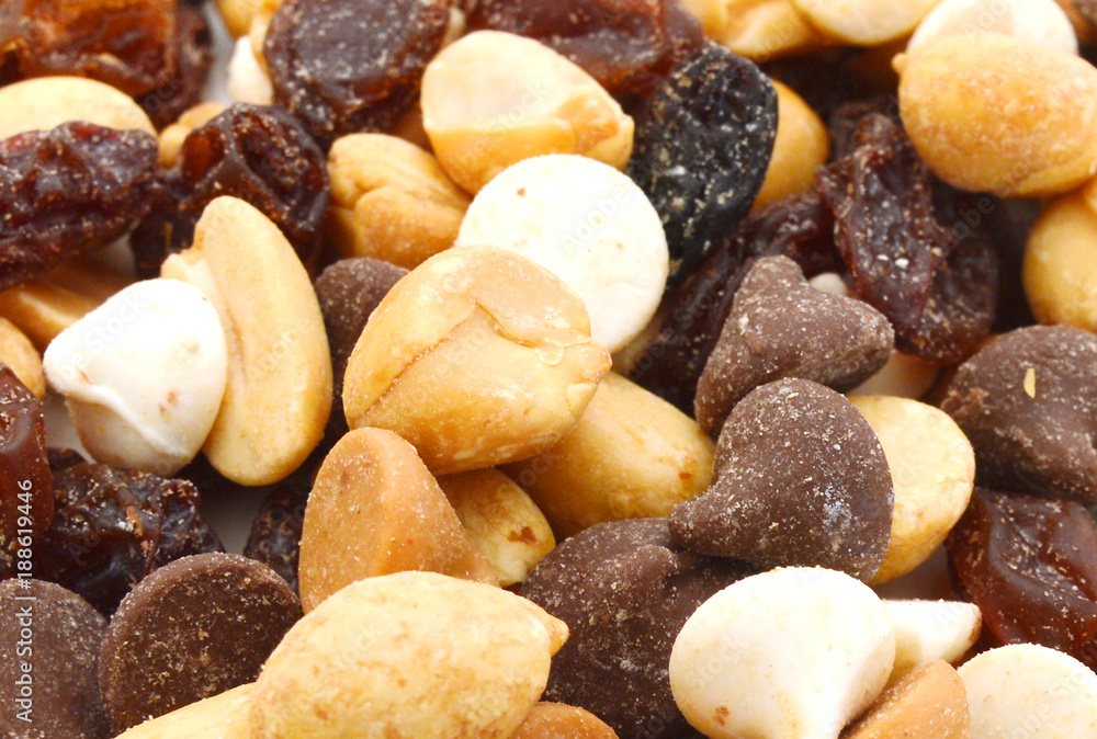 Mix nuts, dry fruits and grapes on background Mix nuts, dry fruits and grapes on background