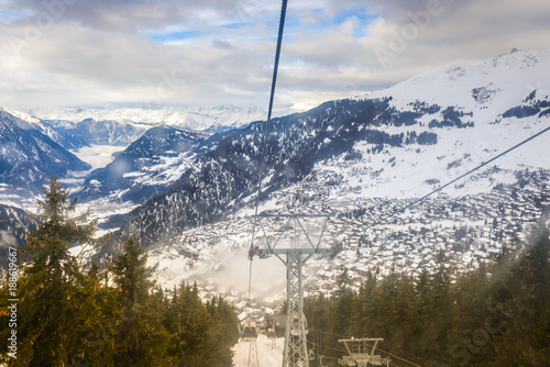 Winter view on the valley in Swiss Alps, Verbier, Switzerland photo