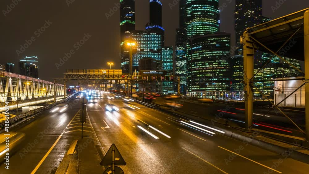 hyper lapse video of night traffic on the urban thoroughfare and road junction hyper lapse video of night traffic on the urban thoroughfare and road junction