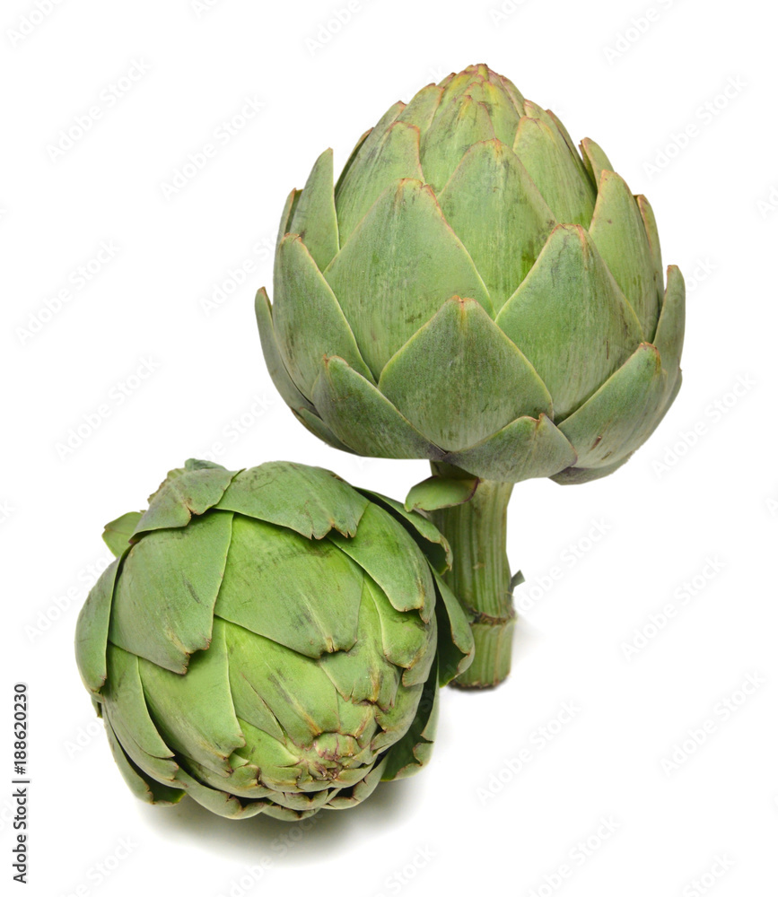 Obraz premium Green artichoke on white background