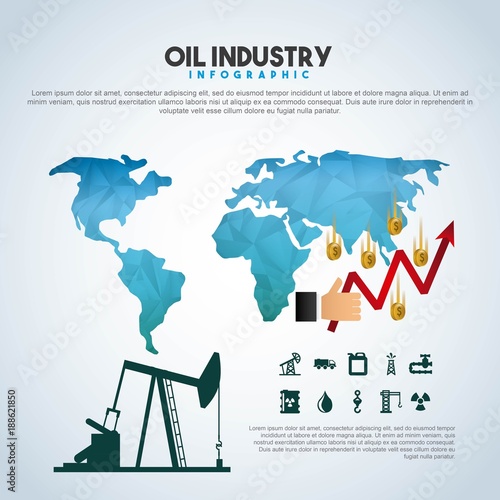 oil industry infographic extraction financial growth world vector illustration