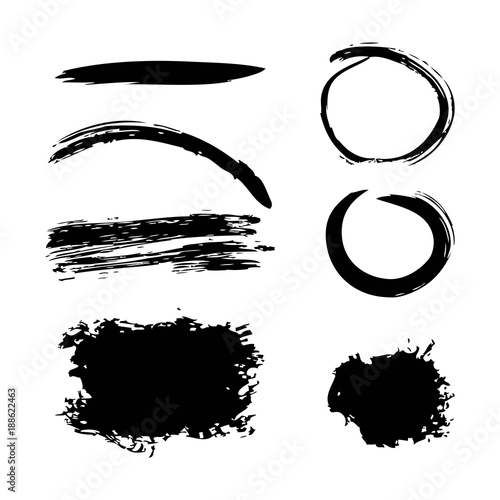 ink brush stroke different grunge art texture dirty creative element paintbrush vector illustration photo