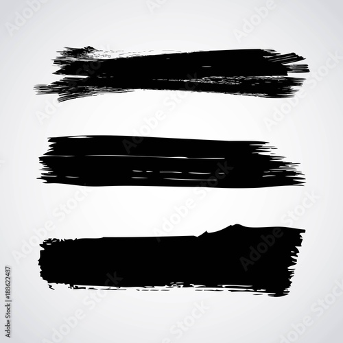 set of artistic black paint hand made creative ink brush strokes isolated on white background vector illustration photo