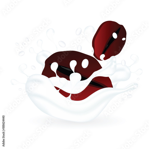 coffee bean in milk illustration