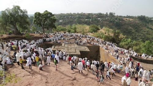 ETHIOPIA,LALIBELA-CIRCA  JANUARY 2018--unidentified people in the genna celebration