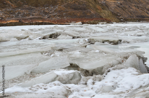 blocks of river ice