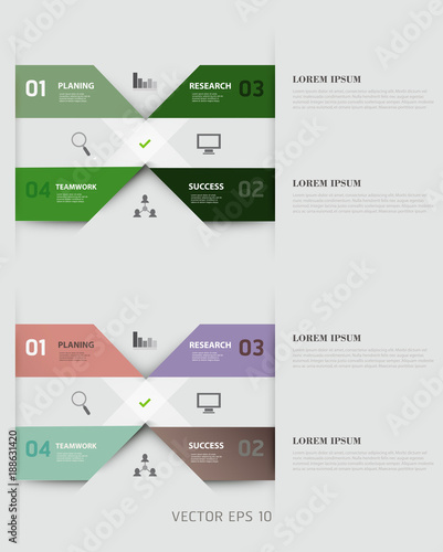 Modern strips infographics different options banner for business processes, workflow, diagram, flowcharts