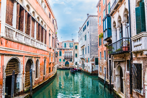 View of the beautiful small canals in Venice