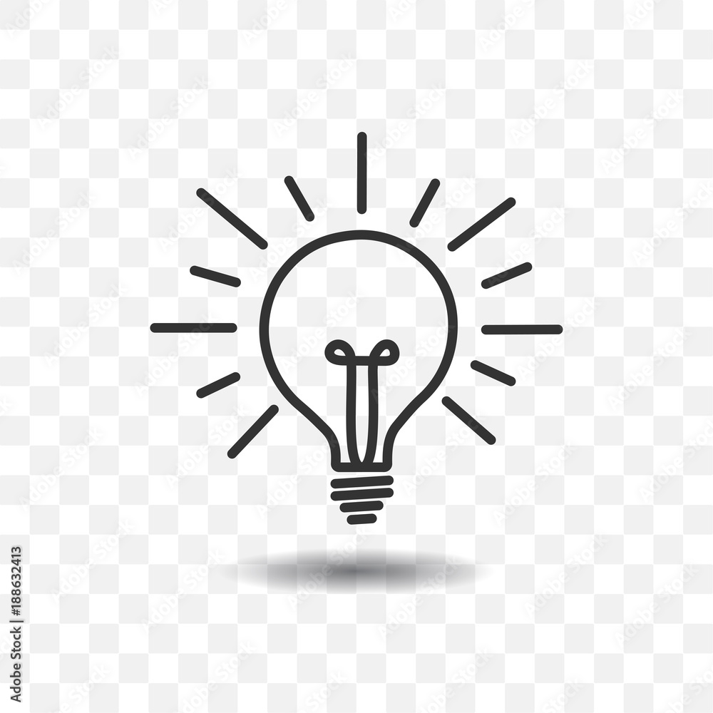Bulb lamp icon with shadow on transparent background. Bulb lamp icon with shadow on transparent background.