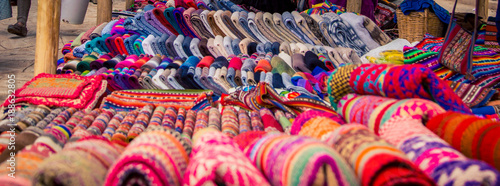 traditional woven cloth at Chinchero Market   © rusty elliott