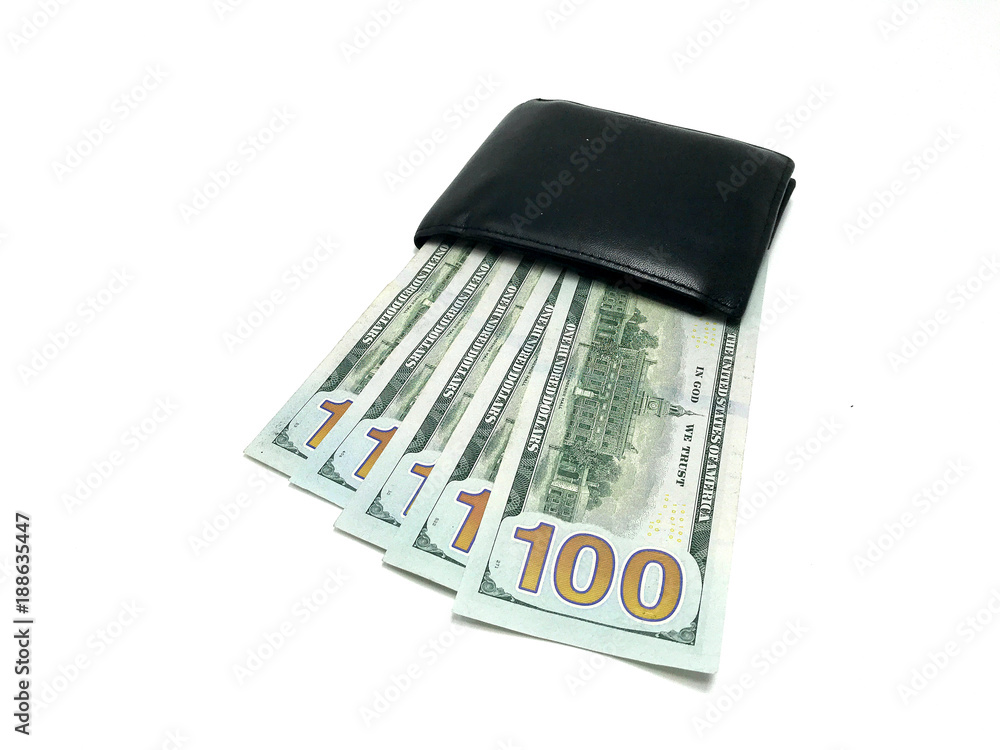 One Hundred Dollar Pile of bills in Wallet. Photo image One Hundred Dollar Pile of bills in Wallet. Photo image