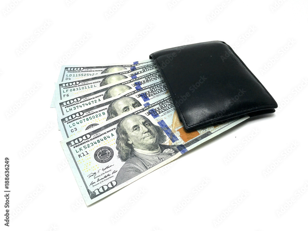 One Hundred Dollar Pile of bills in Wallet. Photo image One Hundred Dollar Pile of bills in Wallet. Photo image